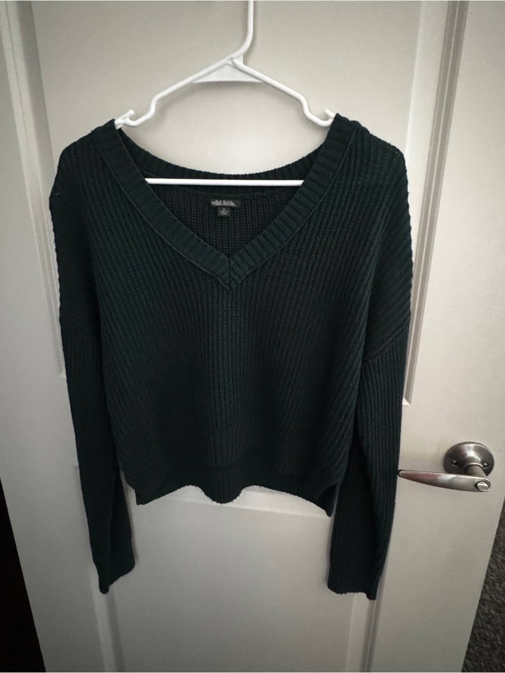 wild fable Deep Green V-Neck Ribbed Sweater